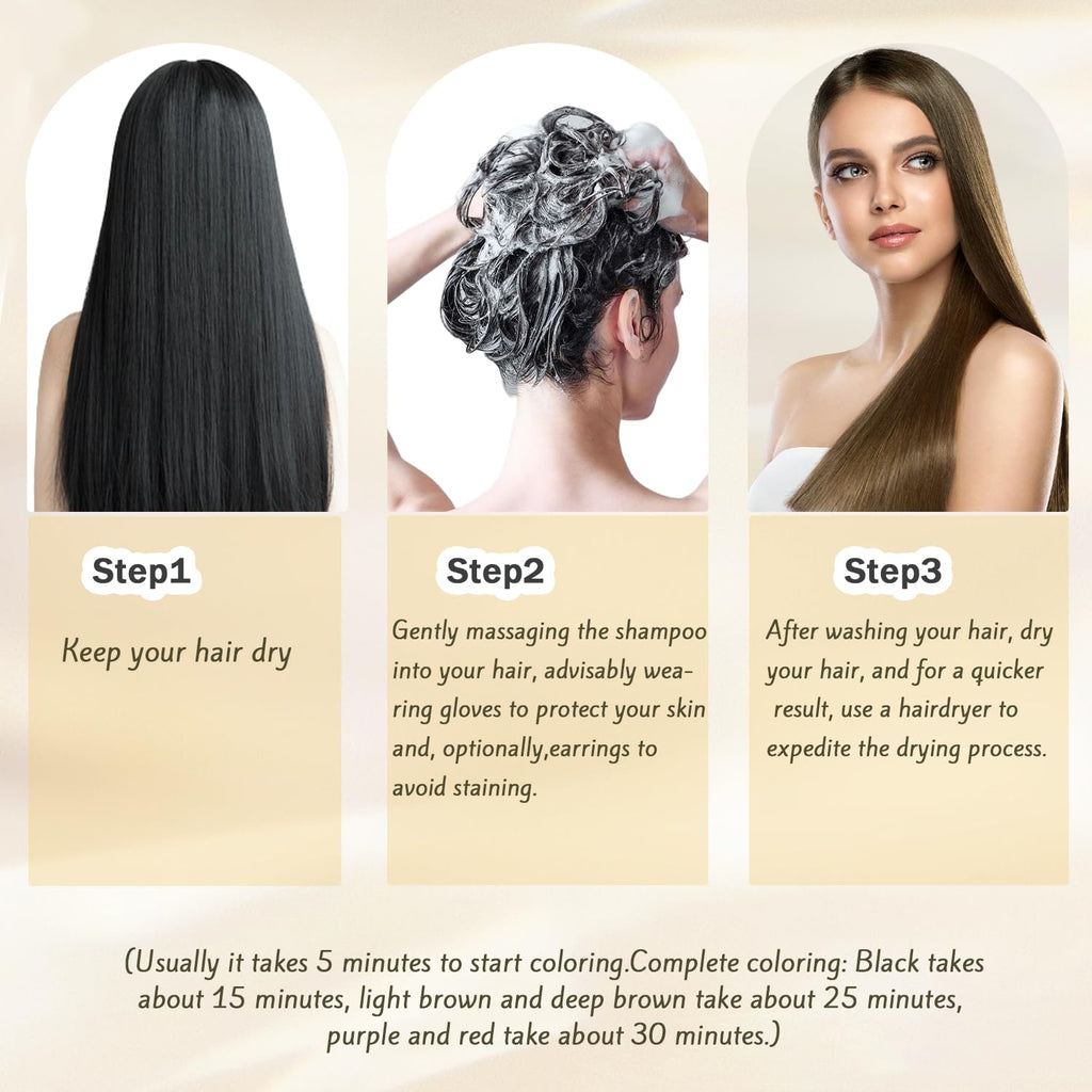 Nova Hair Dye Shampoo 3-in-1 for Men & Women – Gray Coverage, Natural Formula, 200ml