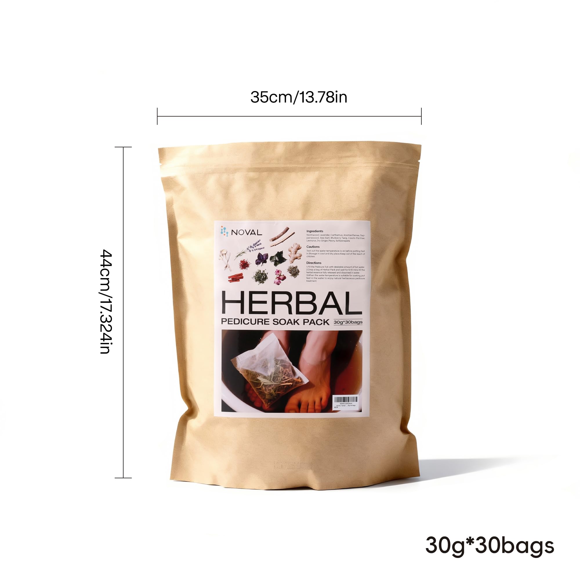 NOVAL Herbal Foot Bath Pedicure Spa Soak – 30 x 30g Pack, Natural Herbal Tablets