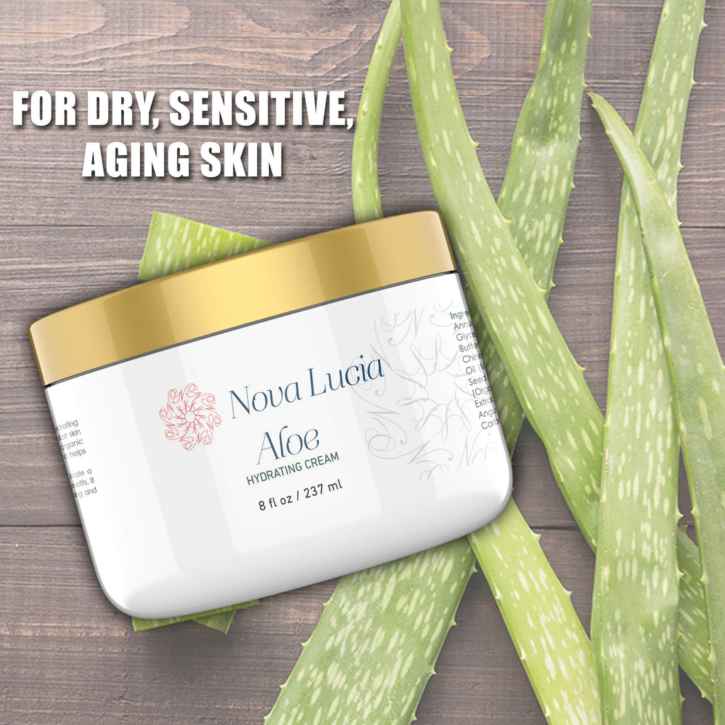 Nova Lucia Aloe Vera Cream for Skin – Soothing Hydration for Dry & Sensitive Skin | Non-Greasy, Fragrance-Free