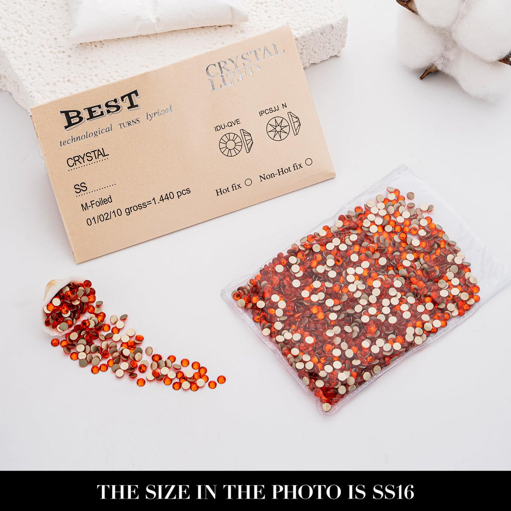 Novani Hyacinth/Orange Rhinestones 1440pcs – 2088 Flat Back 3.8-4.0mm for Nail Art & Crafts