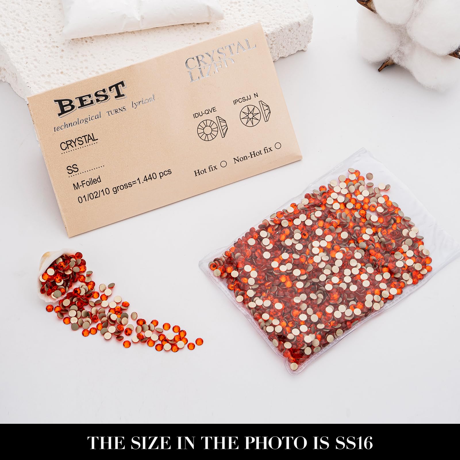 Novani Hyacinth/Orange Rhinestones 1440pcs – 2088 Flat Back 3.8-4.0mm for Nail Art & Crafts