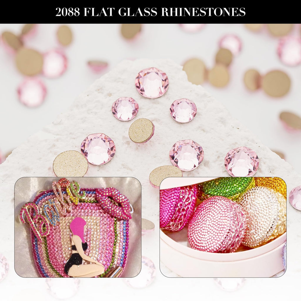 Novani Pink Rhinestones 1440pcs – 2088 Flat Back Crystals for Nail Art & Crafts (SS20 4.6-4.8mm)