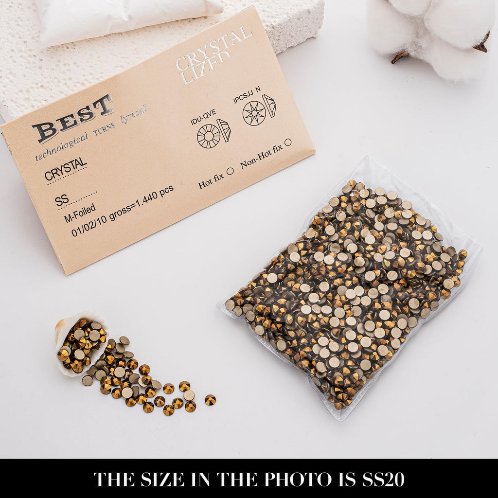 Novani Gold Rhinestones 1440pcs – Flat Back SS20 4.6-4.8mm
