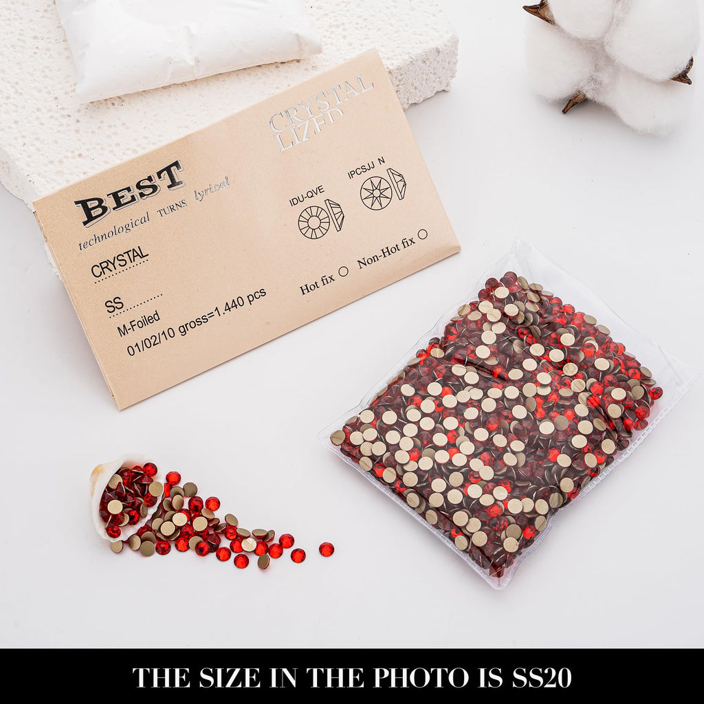 Novani Red Rhinestones 1440pcs – Flat Back SS20 4.6-4.8mm (Style 2088) for Nail Art & Crafts