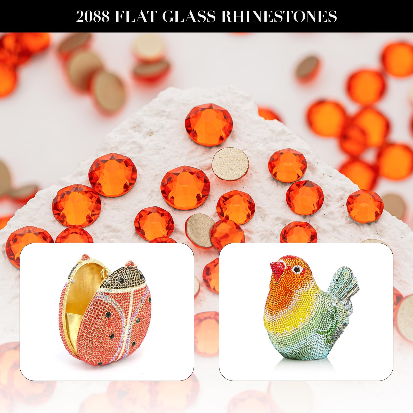 Novani Hyacinth/Orange Rhinestones 1440pcs – 2088 Flat Back 3.8-4.0mm for Nail Art & Crafts