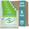 NOVEHA 360PCs Tea Tree Eyelid & Lash Wipes – Gentle Eye Hygiene with Hyaluronic Acid, Green Tea & Chamomile