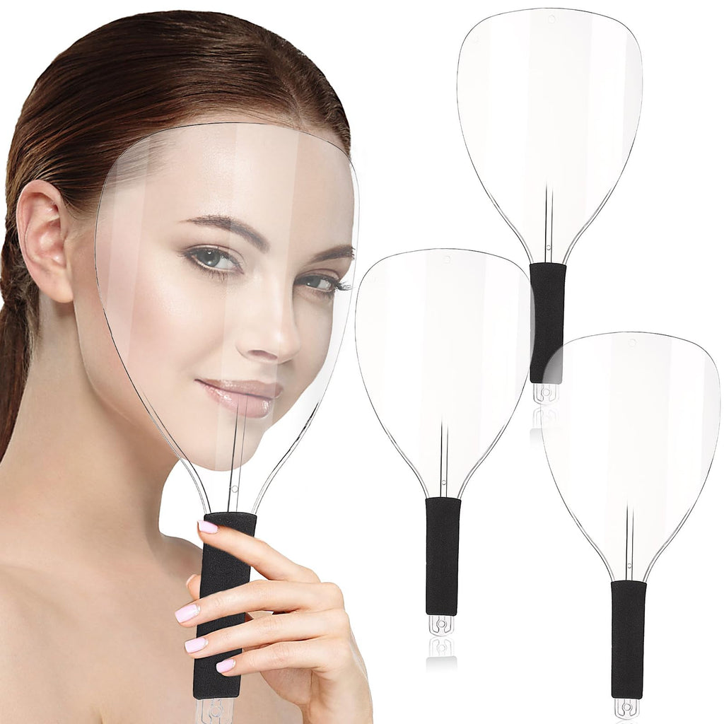 Noverlife 3-Pack Barber Salon Face Shield | Plastic Hairdressing Shield with Sponge Handle