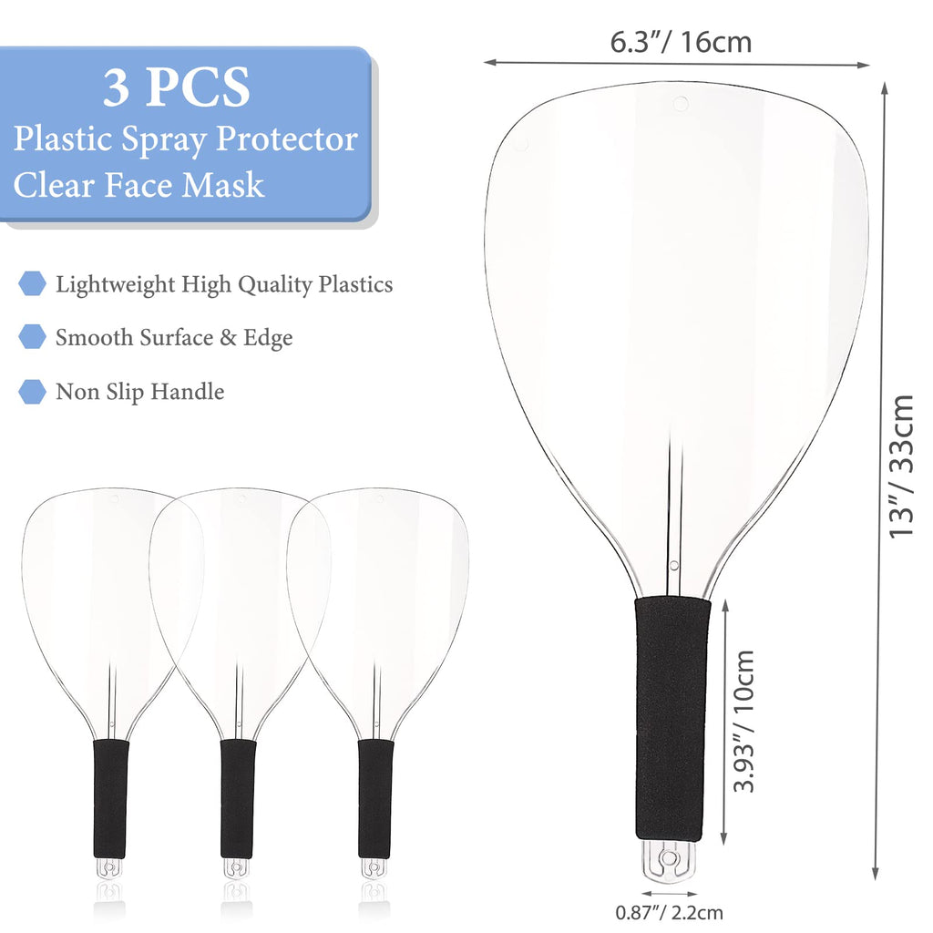Noverlife 3-Pack Barber Salon Face Shield | Plastic Hairdressing Shield with Sponge Handle