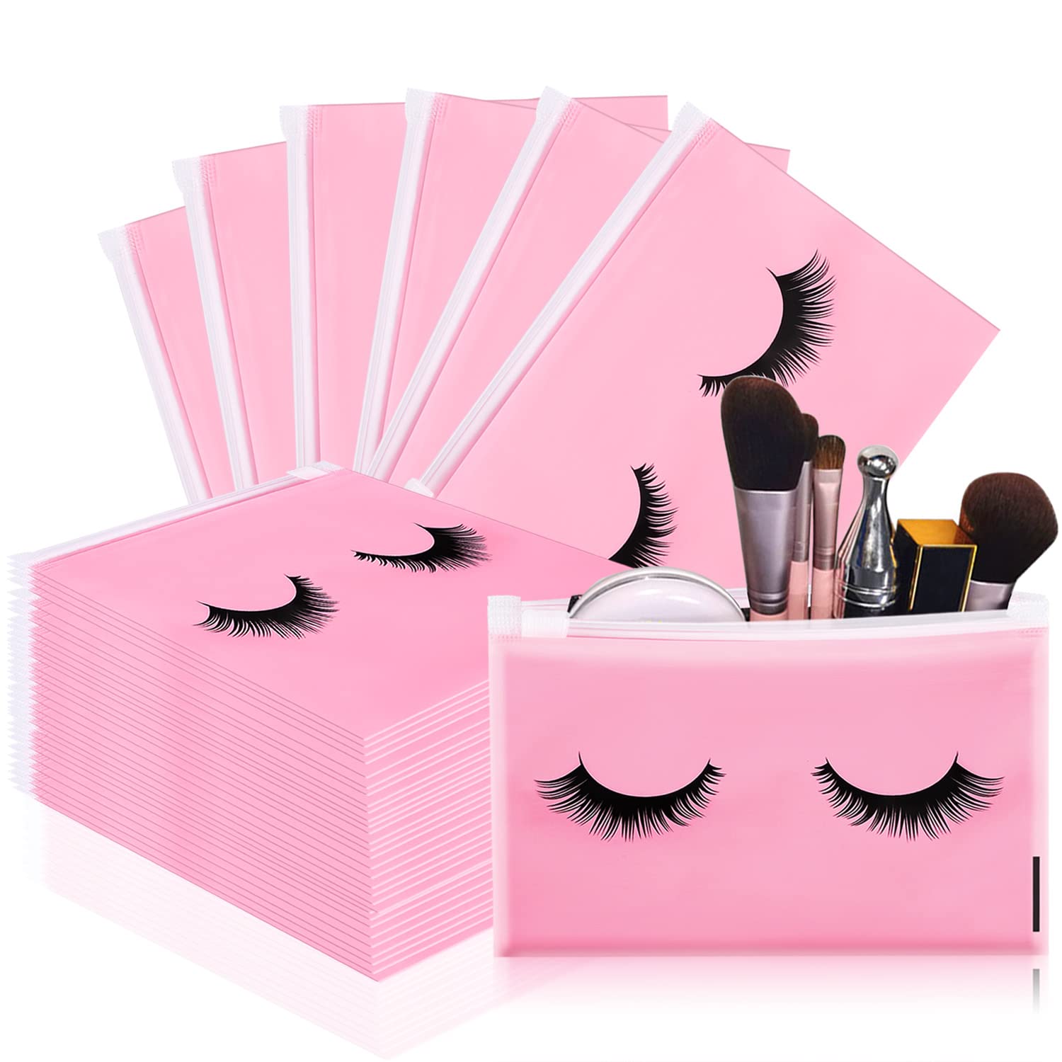 Noverlife 100Pcs Eyelash Bags | Aftercare & Travel Cosmetic Pouches 6x4in