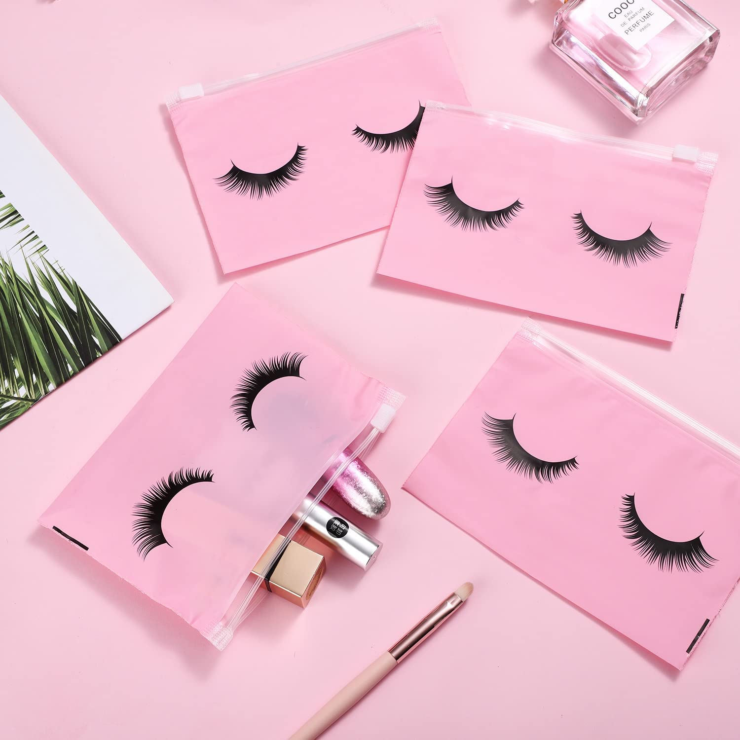 Noverlife 100Pcs Eyelash Bags | Aftercare & Travel Cosmetic Pouches 6x4in