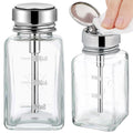 Noverlife 2-Pack 6oz Clear Glass Pump Dispenser Bottles – Refillable Nail Polish Remover Dispenser with Flip Top Cap