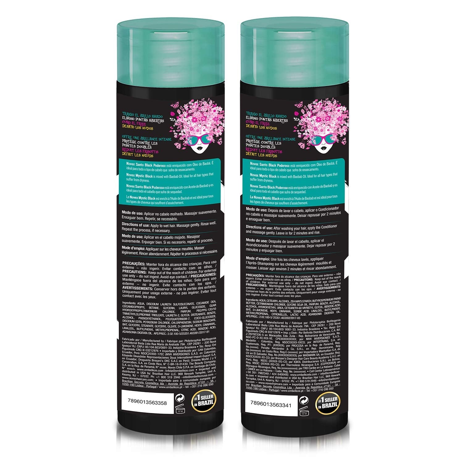 NOVEX Mystic Black Shampoo & Conditioner Set – 10.1 oz Each | Locks in Moisture