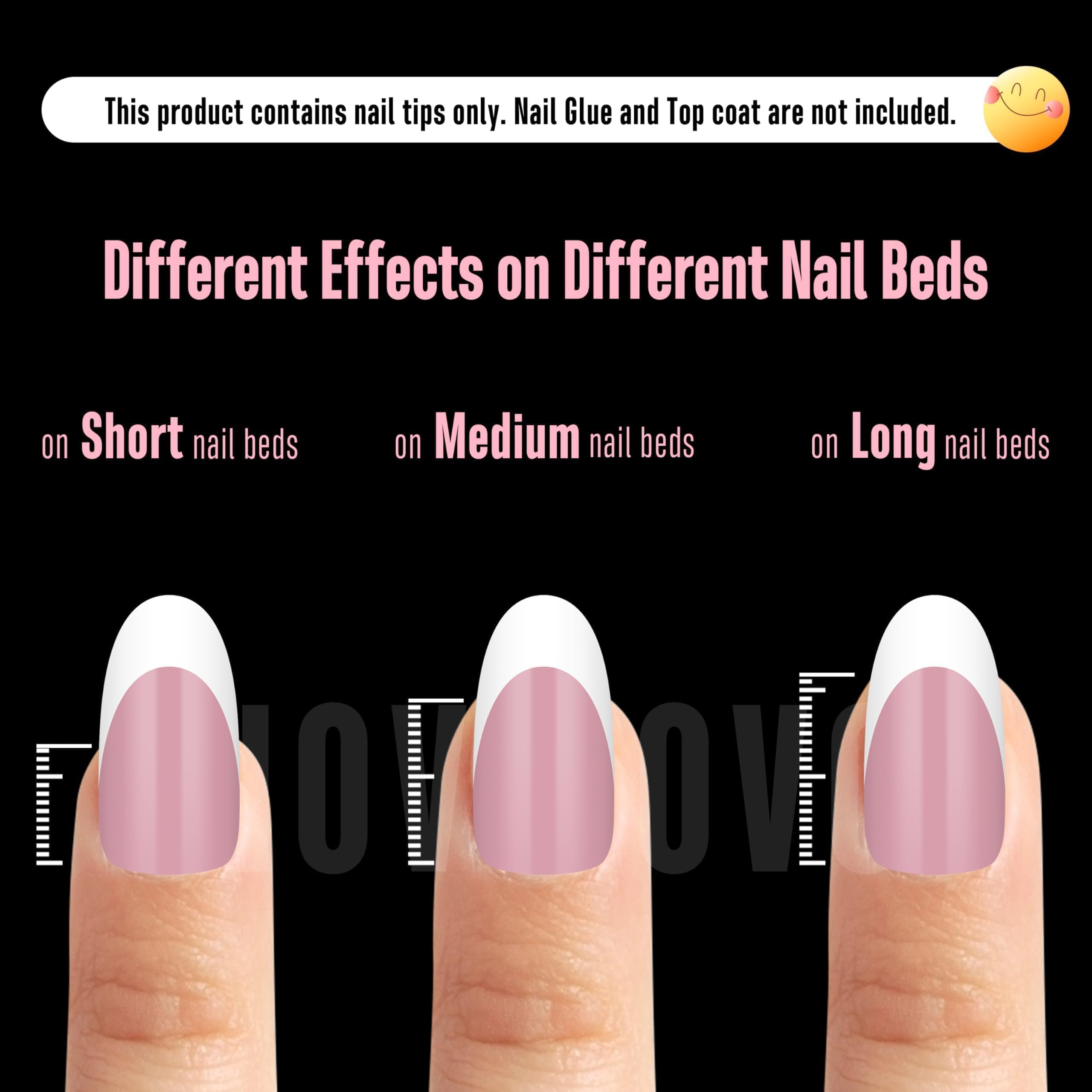 NOVO OVO White French Tip Oval Nails Berry Pink – Extra Thick Soft Gel Press-On, No Glue, 240 pcs, 15 sizes
