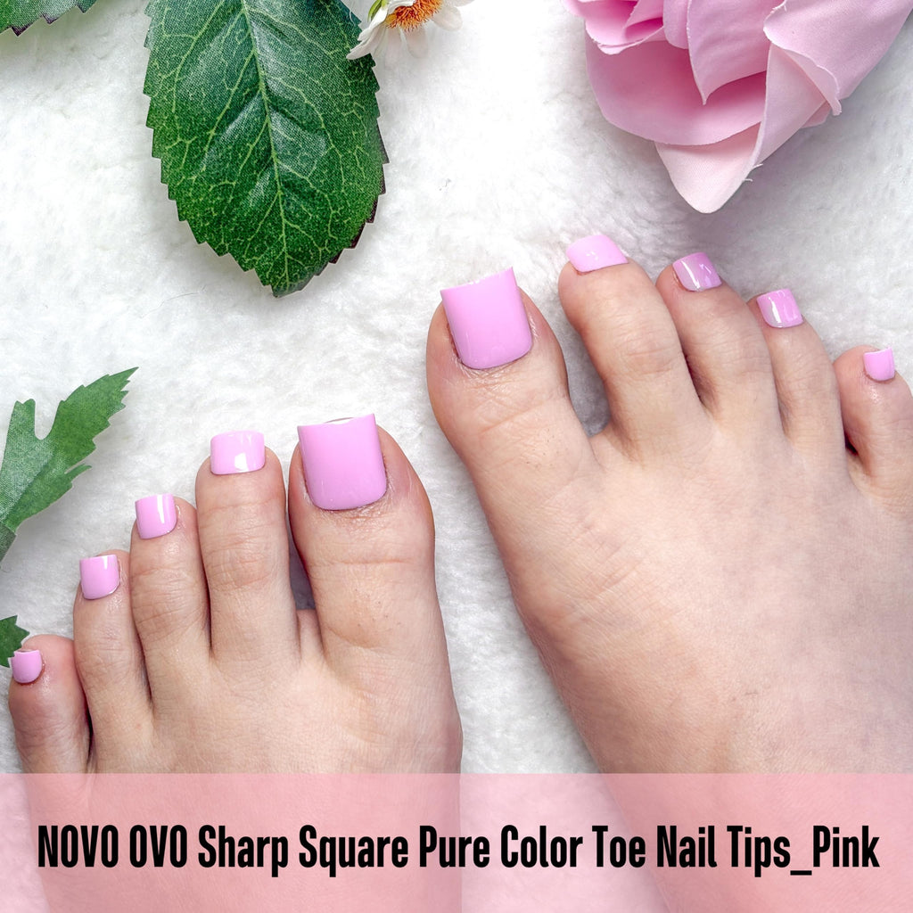 NOVO OVO Pink Square Toe Nail Tips – 240Pcs Soft Gel Full-Cover Nails, 15 Sizes Wide Fit