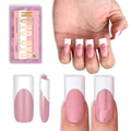 NOVO OVO Berry Pink French Tip Nails | Medium Sharp Square Press-On (180 pc) with Builder Gel & Top Coat