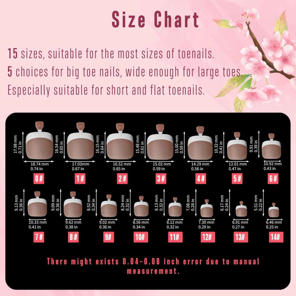 NOVO OVO Fake Toe Nail Tips – French Tip Soft Gel Pedicure Kit, 360Pcs, 15 Sizes, Matte Full Cover