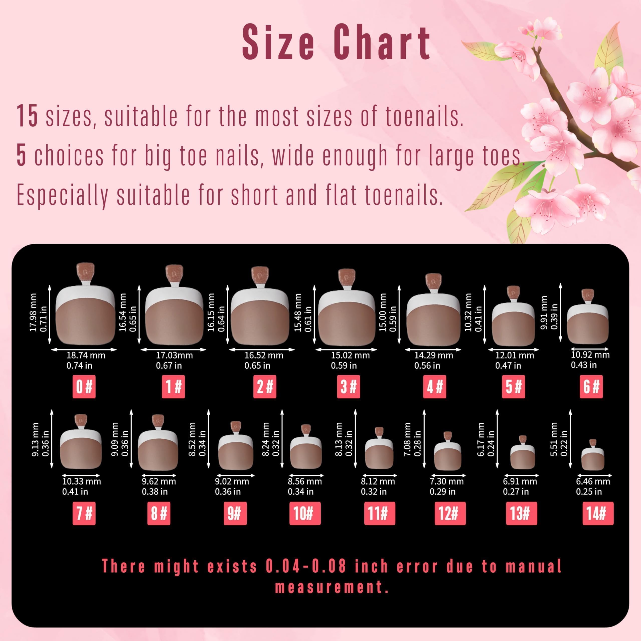 NOVO OVO Fake Toe Nail Tips – French Tip Soft Gel Pedicure Kit, 360Pcs, 15 Sizes, Matte Full Cover