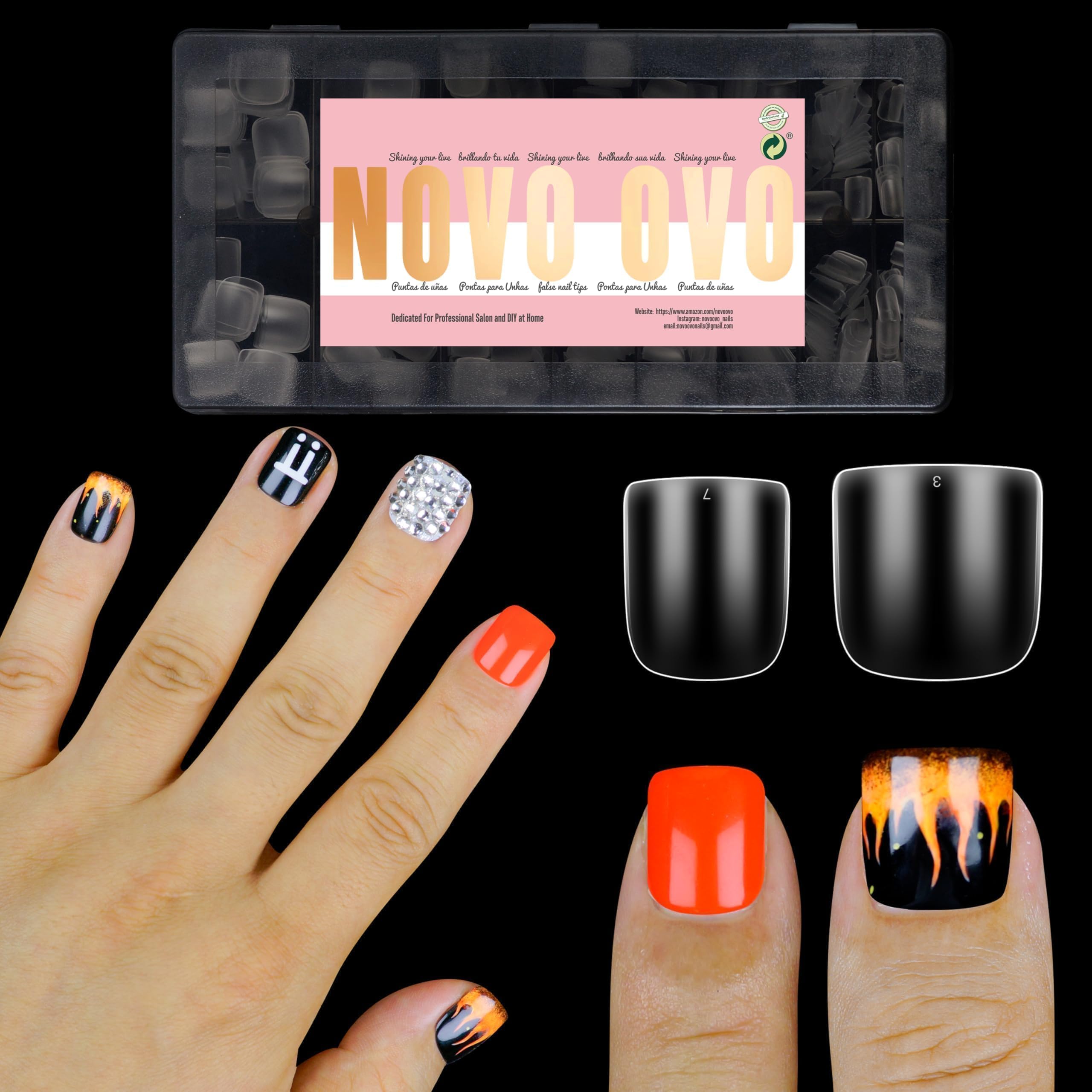 NOVO OVO Extra Short Nail Tips for Wide Nail Beds – 16 Sizes x 640pcs