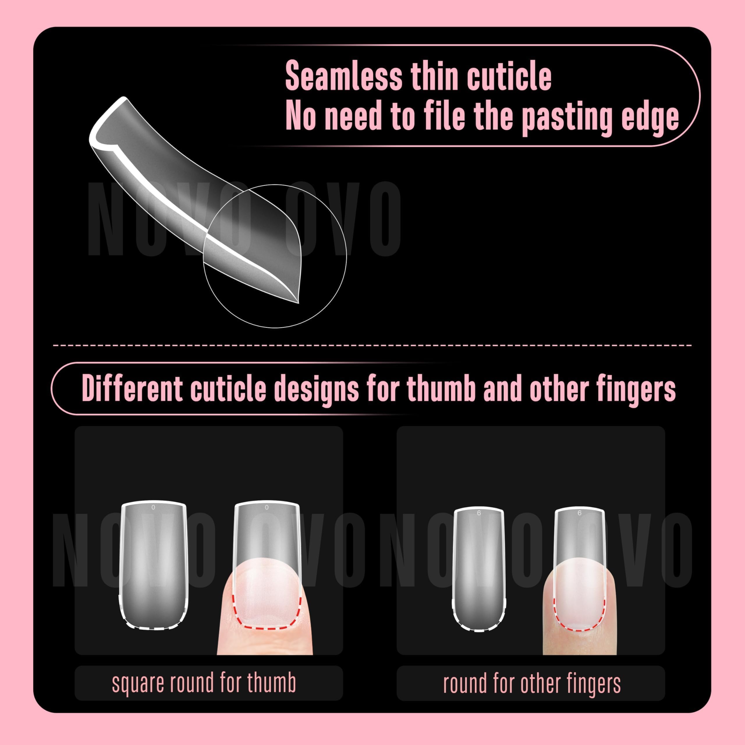 NOVO OVO Halloween Medium Slightly Curved Nail Tips – Full Cover Press-On, 15 Sizes, 240pcs