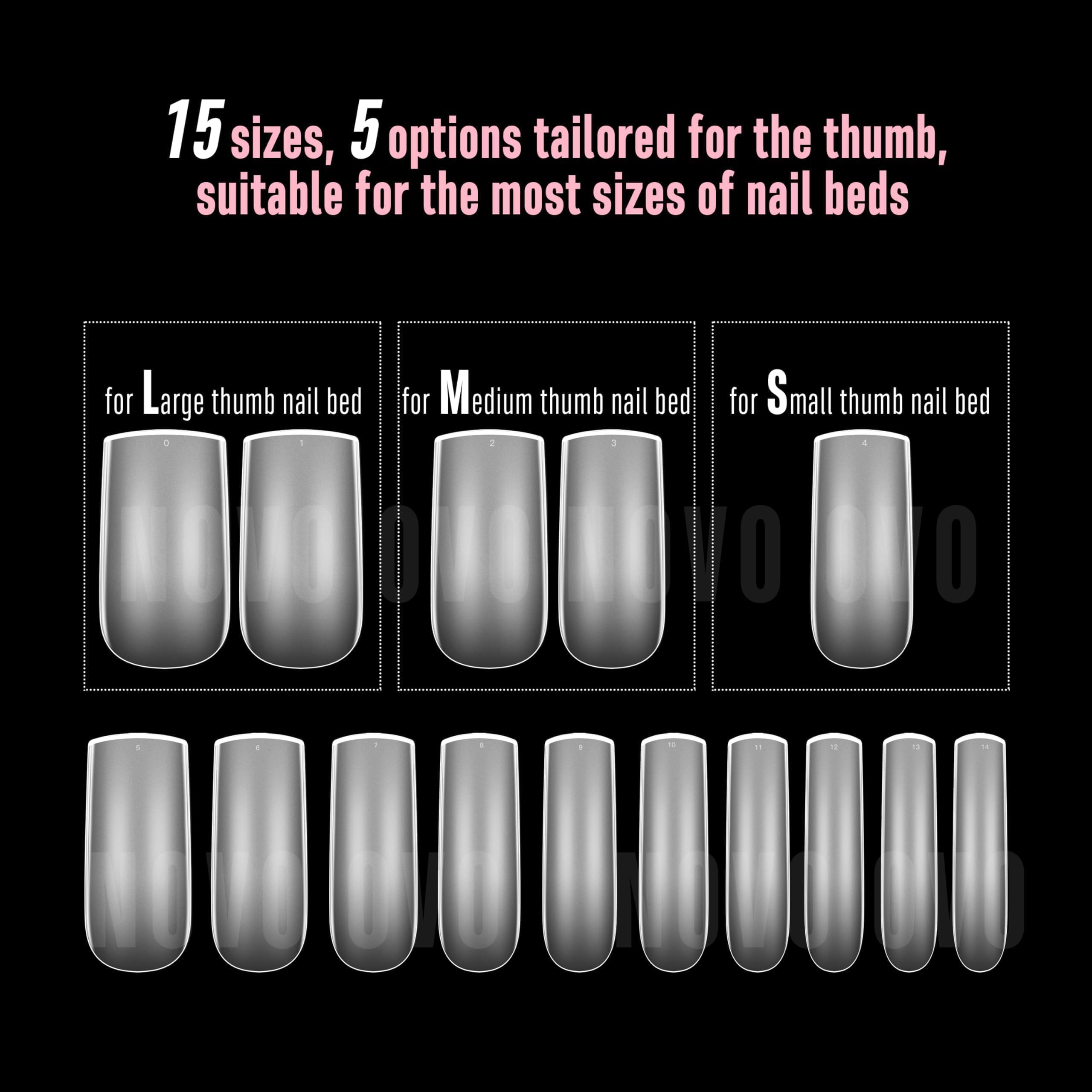 NOVO OVO Halloween Medium Slightly Curved Nail Tips – Full Cover Press-On, 15 Sizes, 240pcs