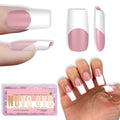 NOVO OVO Old School Wide White French Tip Nail Tips – Press On, Extra Thick Soft Gel, 15 Sizes, 240 pcs