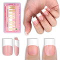 NOVO OVO Old School White French Tip Nail Tips – Baby Pink, 240 pcs, 15 Sizes
