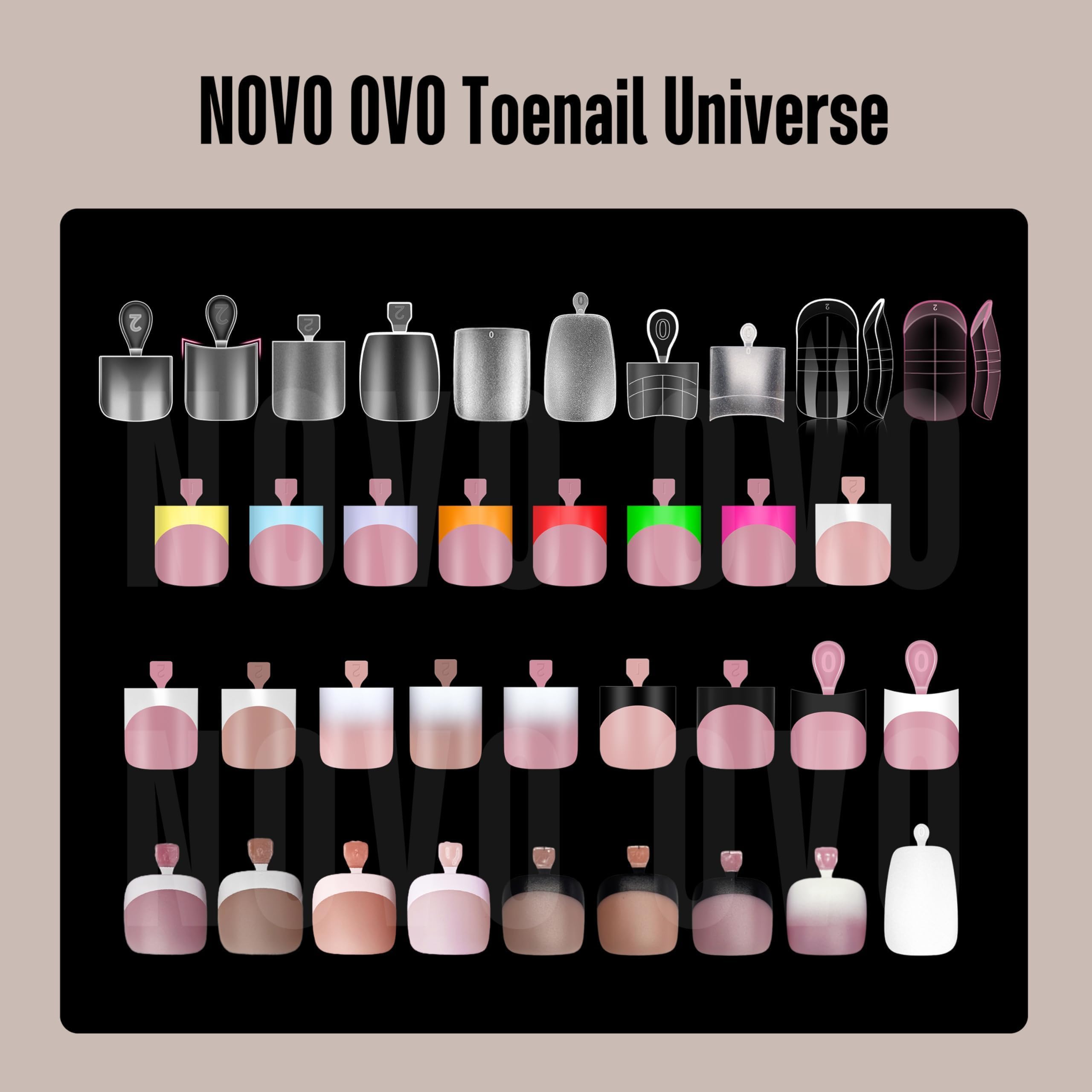 NOVO OVO French Tip Matching Press-on Nails Set – Berry Pink, Soft Gel Extension, 360 pcs