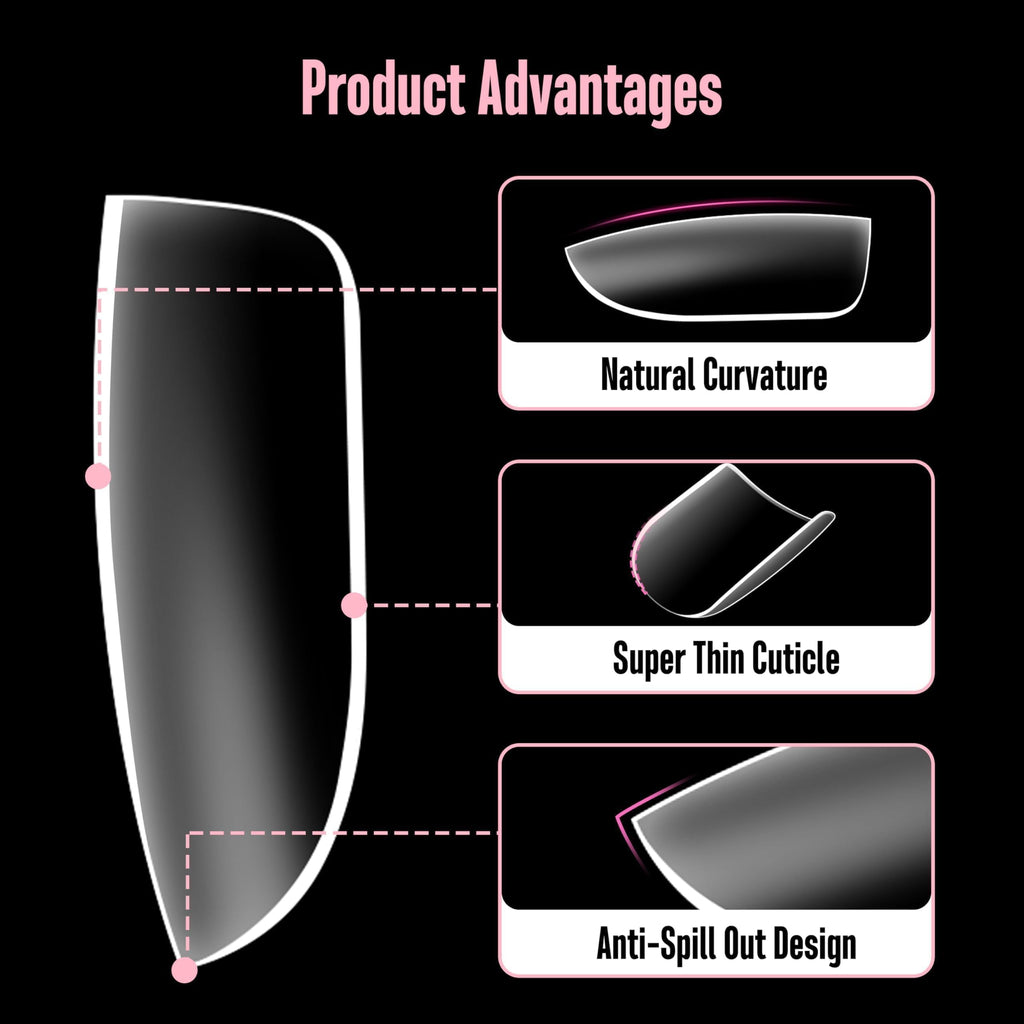 NOVO OVO Extra Short Nail Tips for Wide Nail Beds – 16 Sizes x 640pcs