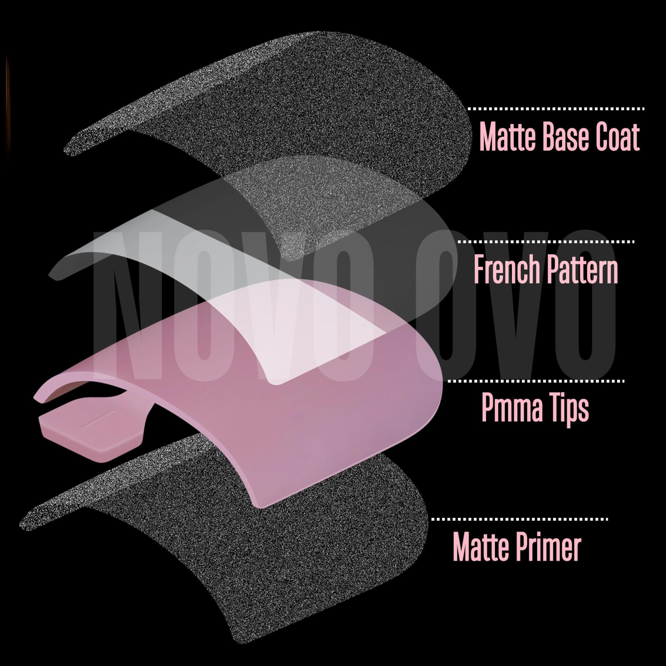 NOVO OVO French Tip Toe Nails Berry Pink – Press-On Tips with Pre-Applied Primer & Base Coat