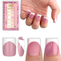 NOVO OVO Short Sharp Square White French Tip Nail Tips Berry Pink – 240 pcs, 15 Sizes