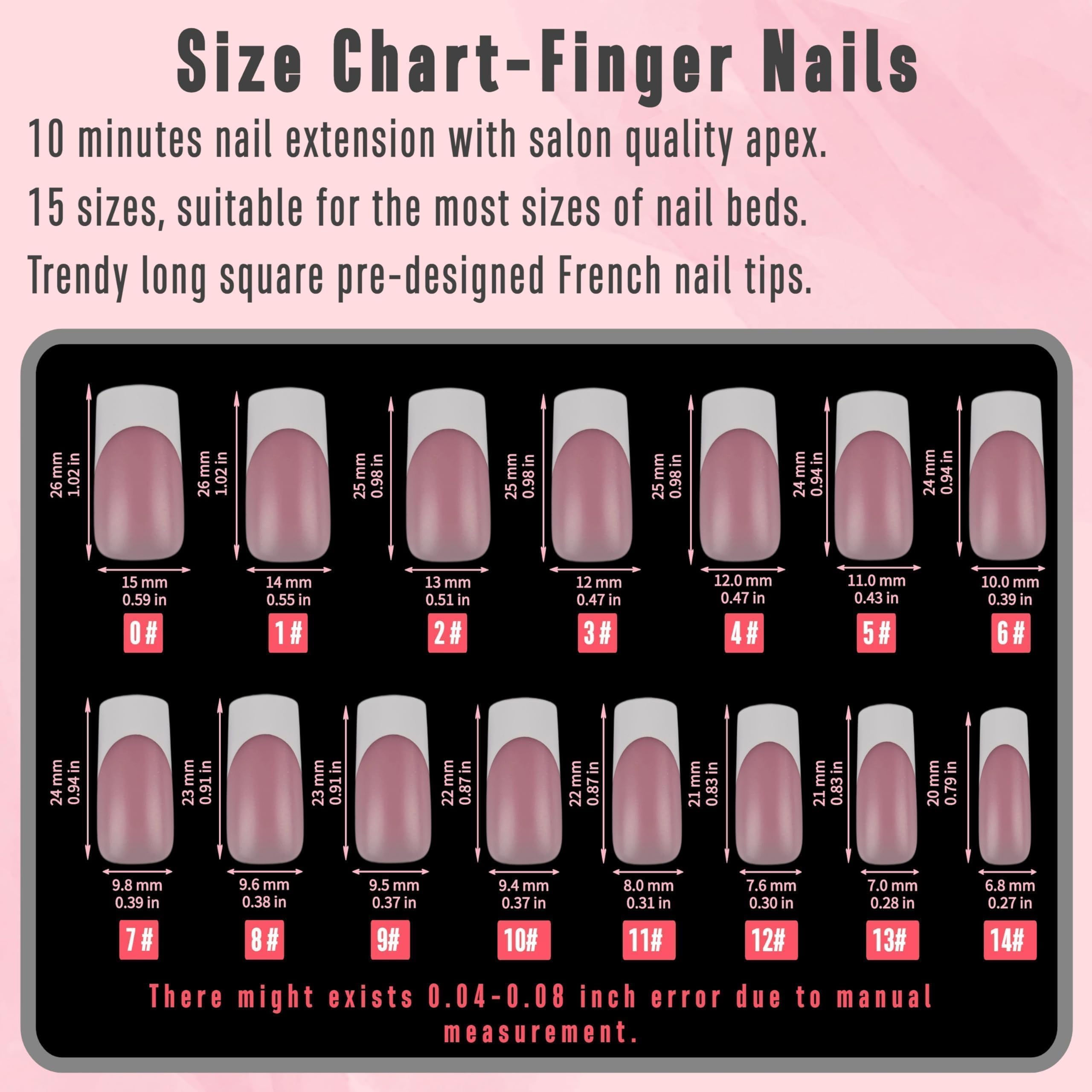 NOVO OVO French Tip Matching Press-on Nails Set – Berry Pink, Soft Gel Extension, 360 pcs
