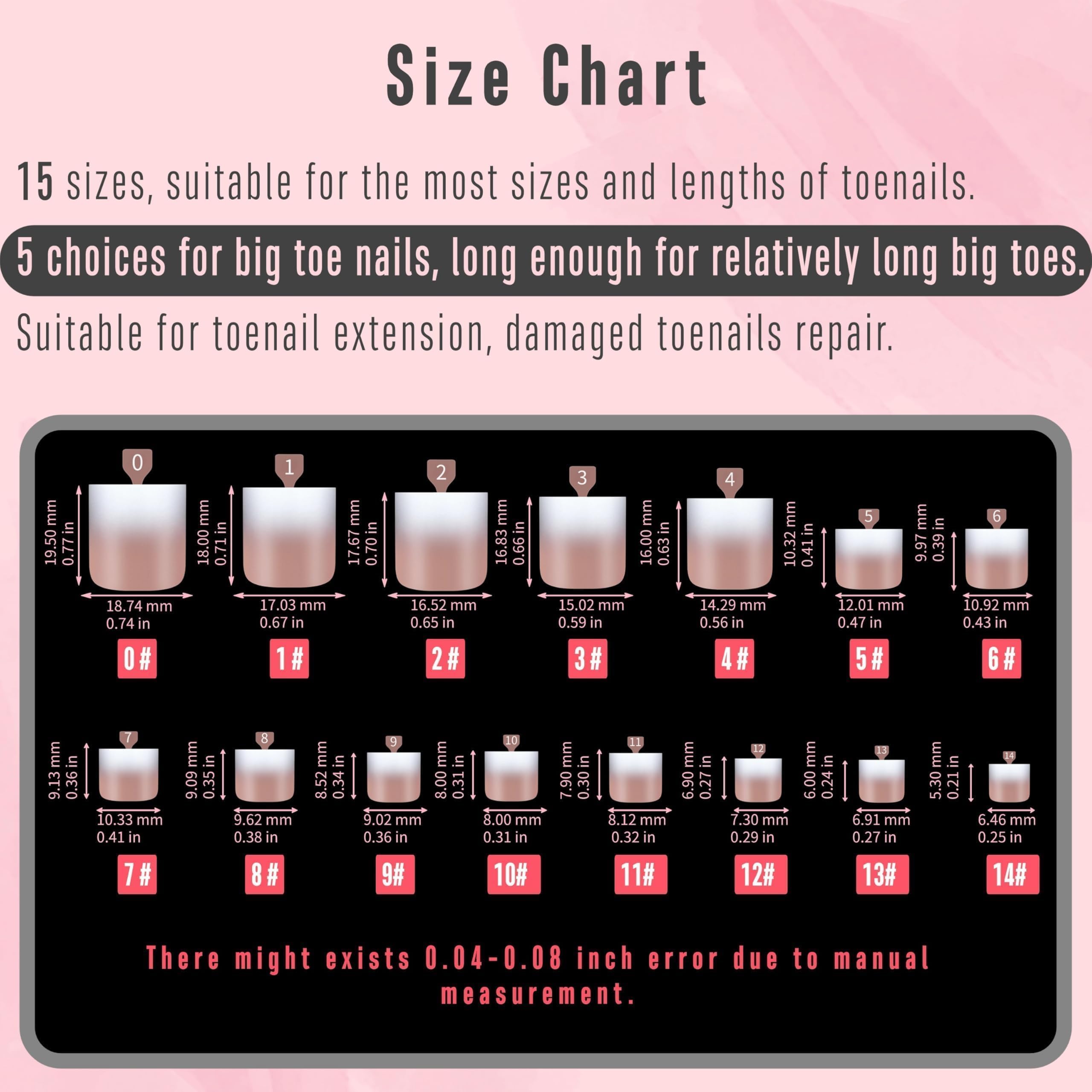 NOVO OVO Ombre French Tip Toe Nail Tips – Pre-Designed Soft Gel Press-On, Brown Pink, 240 pcs, 15 Sizes