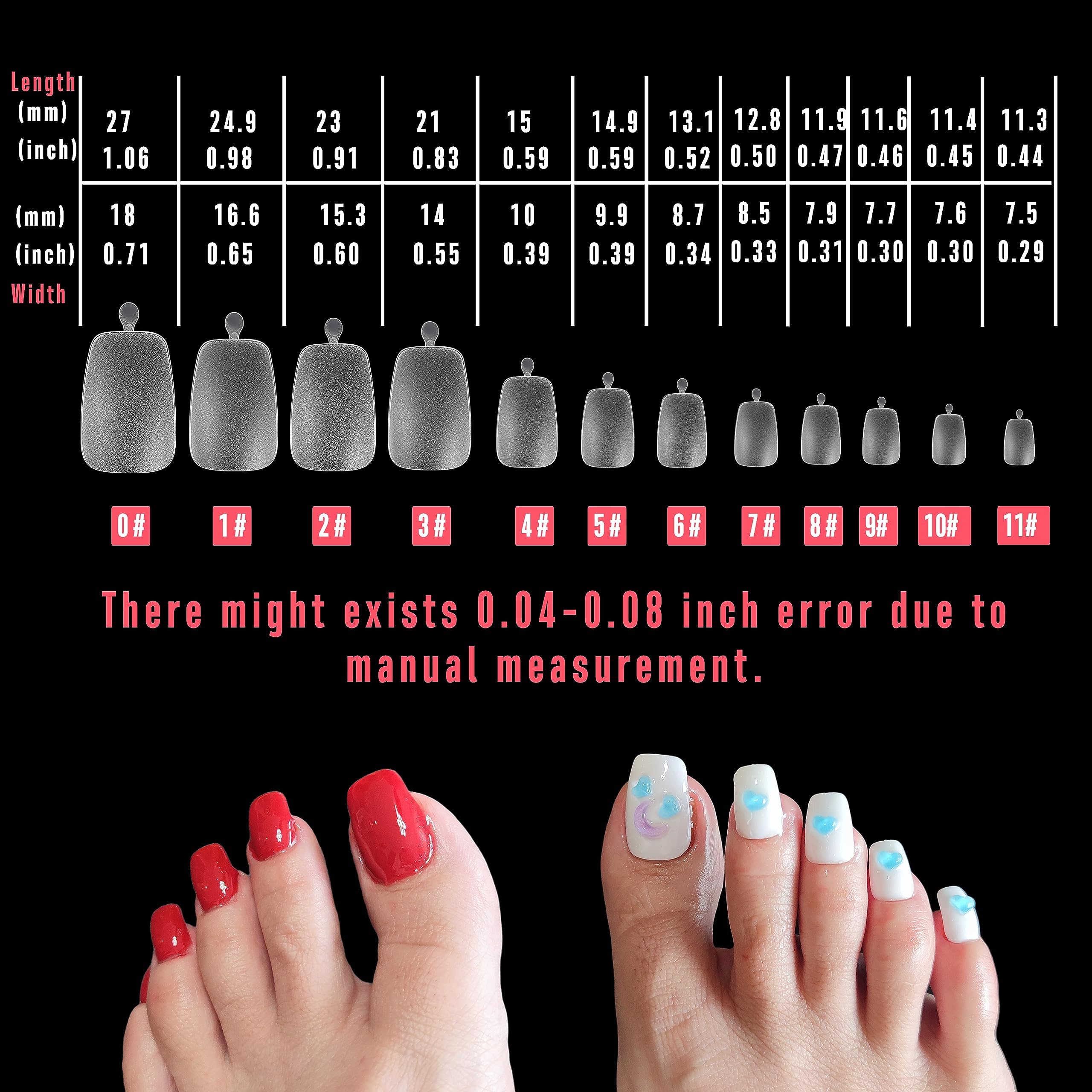 NOVO OVO 120 Pcs Long Toe Nail Tips – Curved Full Cover Press-On Toenails