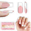 NOVO OVO White French Tip Medium Square Nail Tips – Baby Pink, Extra Thick Soft Gel, No Glue Included, 15 Sizes x 240 pcs