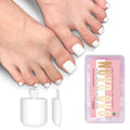 NOVO OVO White Square Toe Nail Tips – 240Pcs Soft Gel Press-On Toenails, Milky White Full Cover Pedicure Kit (15 Sizes)