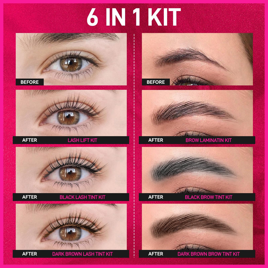 Novobey 6-in-1 Lash Lift & Brow Lamination Kit – Curl, Color, and Complete Tools for Home Use