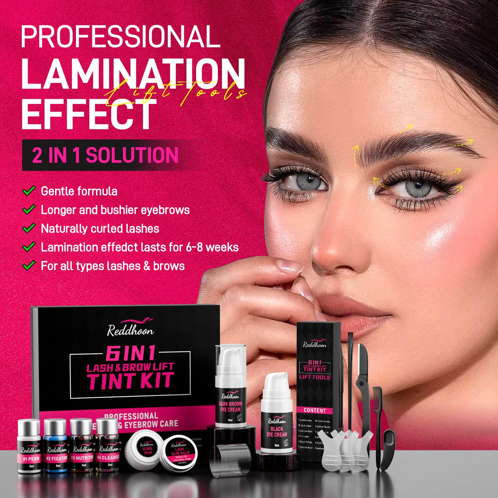 Novobey 6-in-1 Lash Lift & Brow Lamination Kit – Curl, Color, and Complete Tools for Home Use