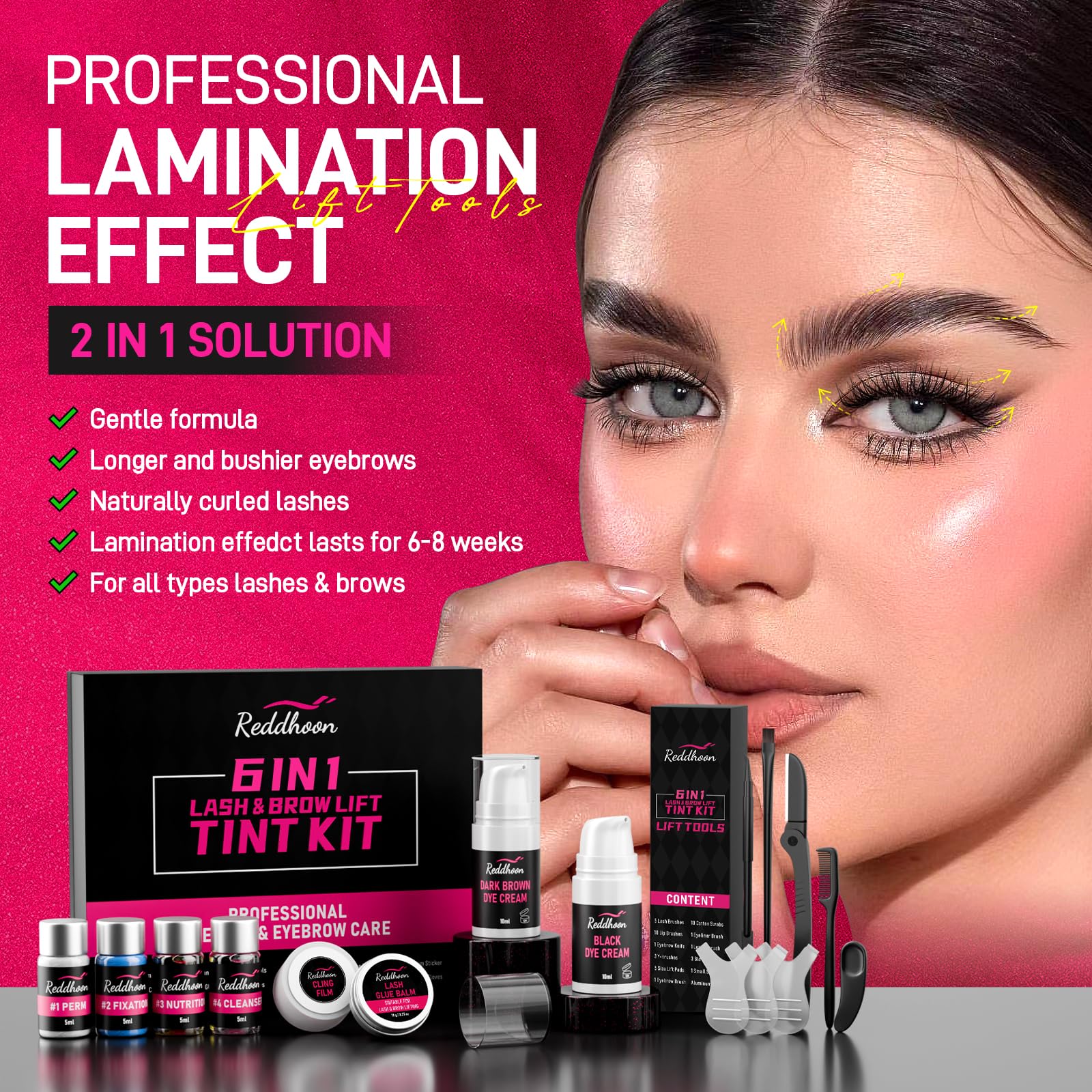 Novobey 6-in-1 Lash Lift & Brow Lamination Kit – Curl, Color, and Complete Tools for Home Use