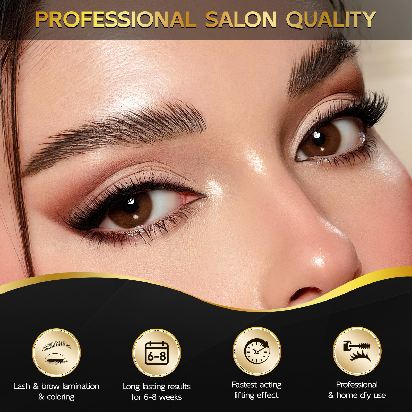 Novobey Upgraded Lash Lift & Brow Lamination Kit 4in1 – Double Black Brown, Salon & Home Use
