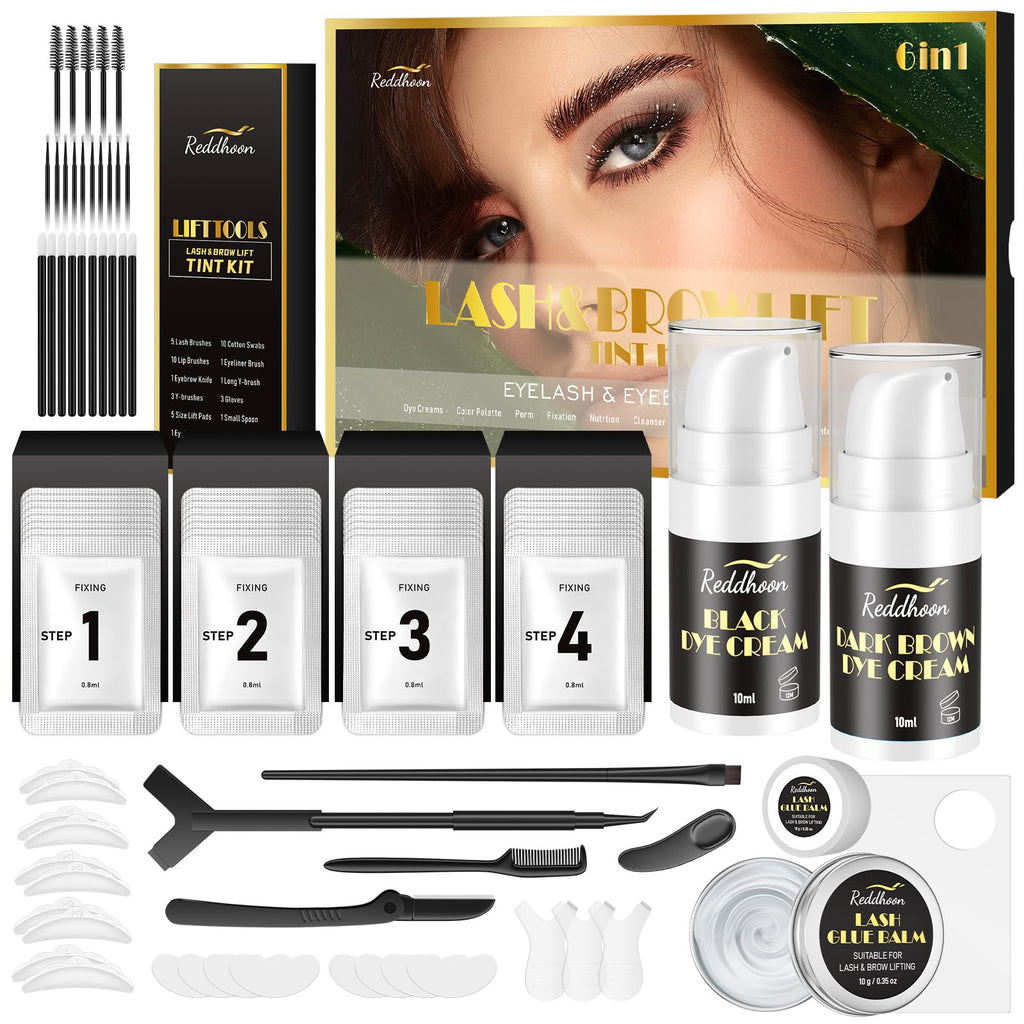 Novobey Upgraded Lash Lift & Brow Lamination Kit 4in1 – Double Black Brown, Salon & Home Use