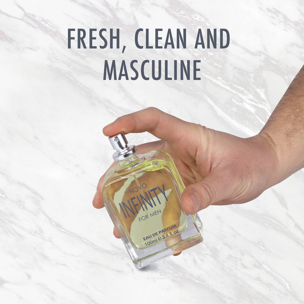NovoGlow Infinity for Men – 3.4 oz Eau de Parfum Spray | Fresh Citrus-Floral Notes