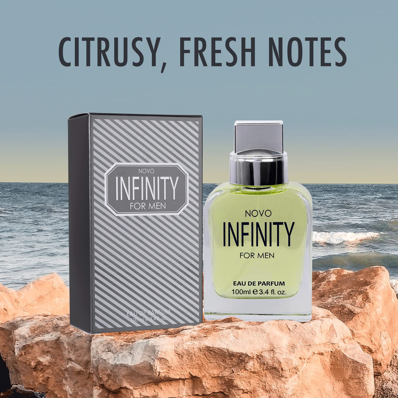NovoGlow Infinity for Men – 3.4 oz Eau de Parfum Spray | Fresh Citrus-Floral Notes