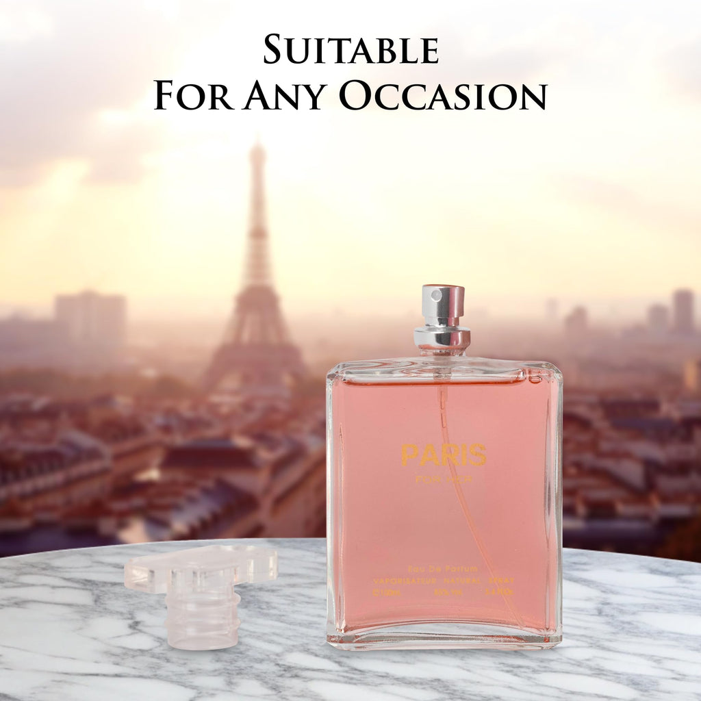 NovoGlow Paris For Her Eau de Parfum – 3.4 oz Gift Set with Suede Pouch