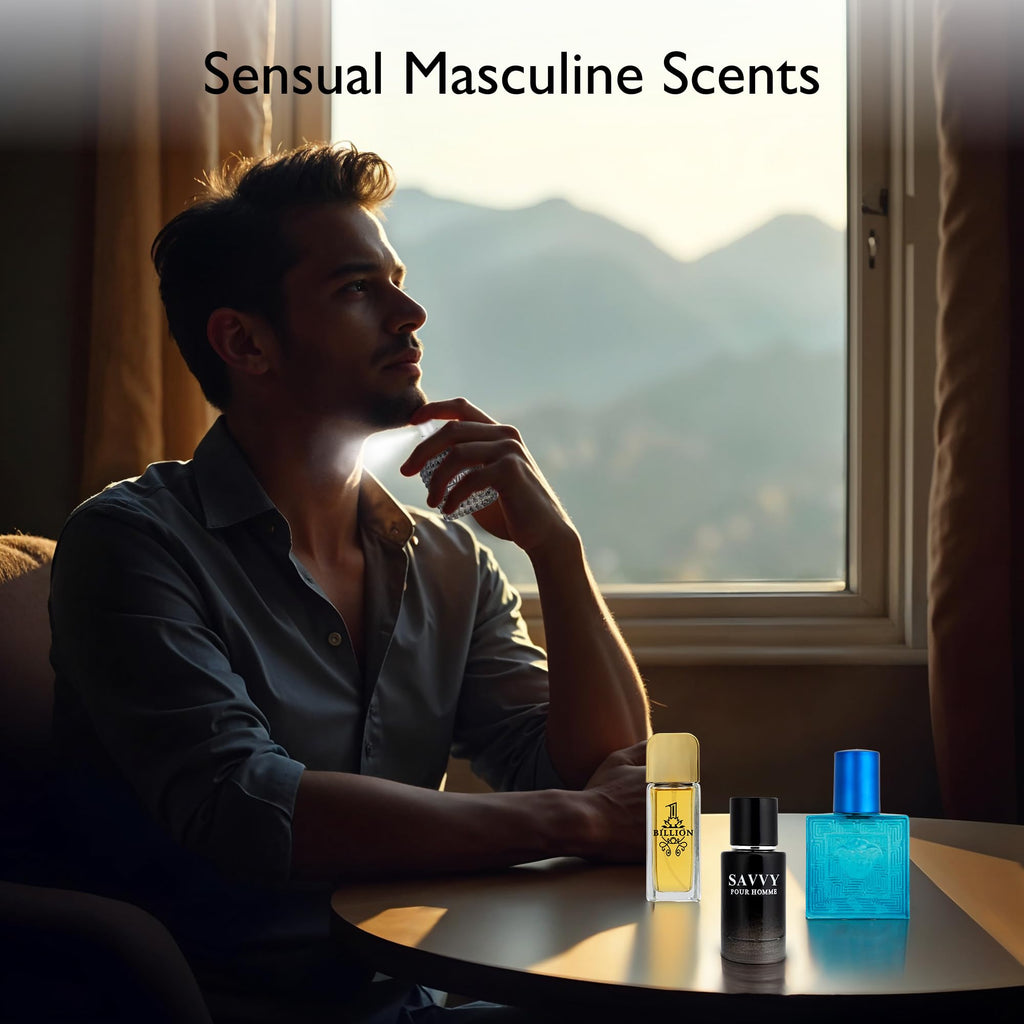 NovoGlow Signature Scent 4-Piece Mini Fragrance Set for Men – Verse Adonis, Valentine Nero, Savvy & 1 Billion (30ml Each)