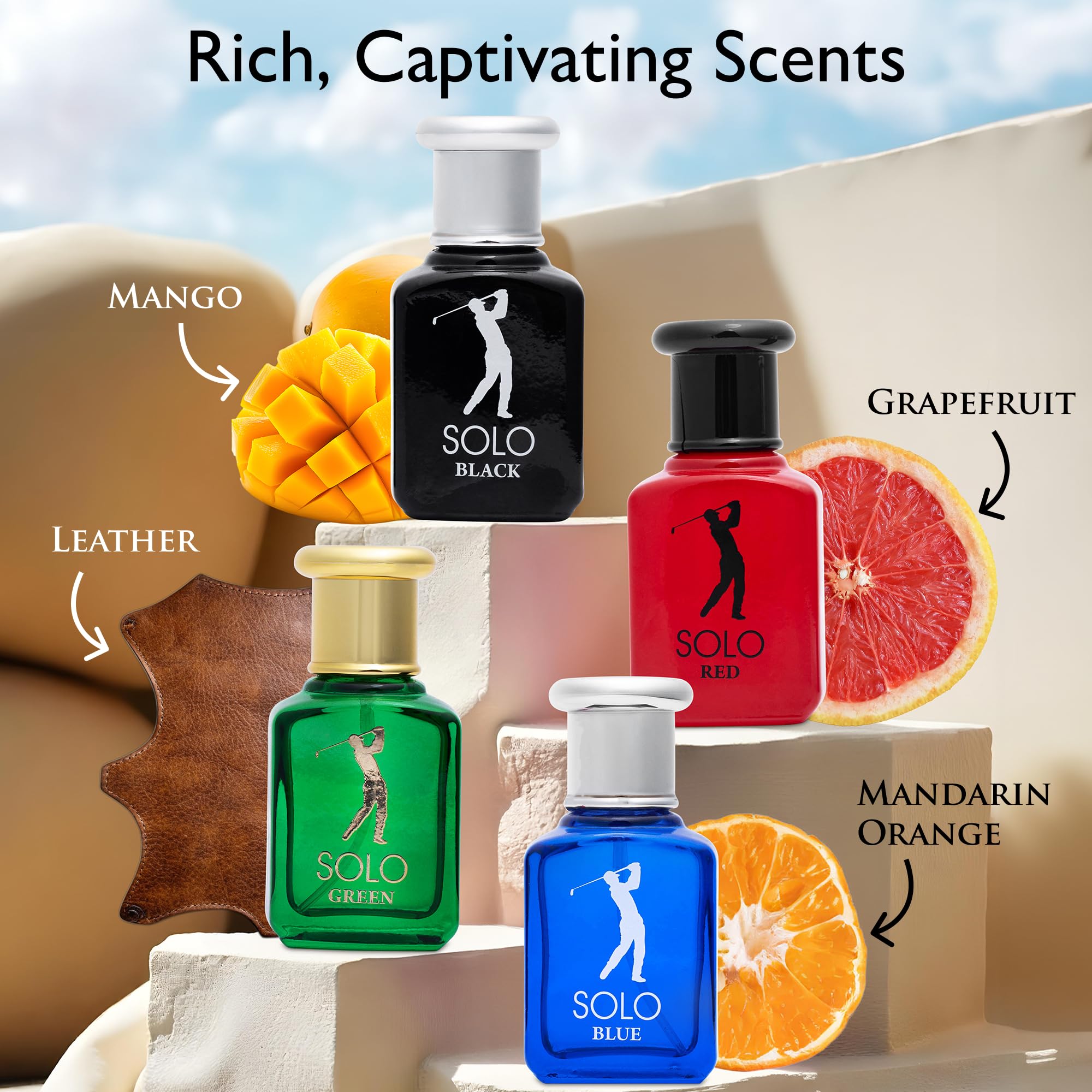 NovoGlow Solo 4-Piece Mini Fragrance Set for Men – 30ml Each, EDP, Paraben-Free
