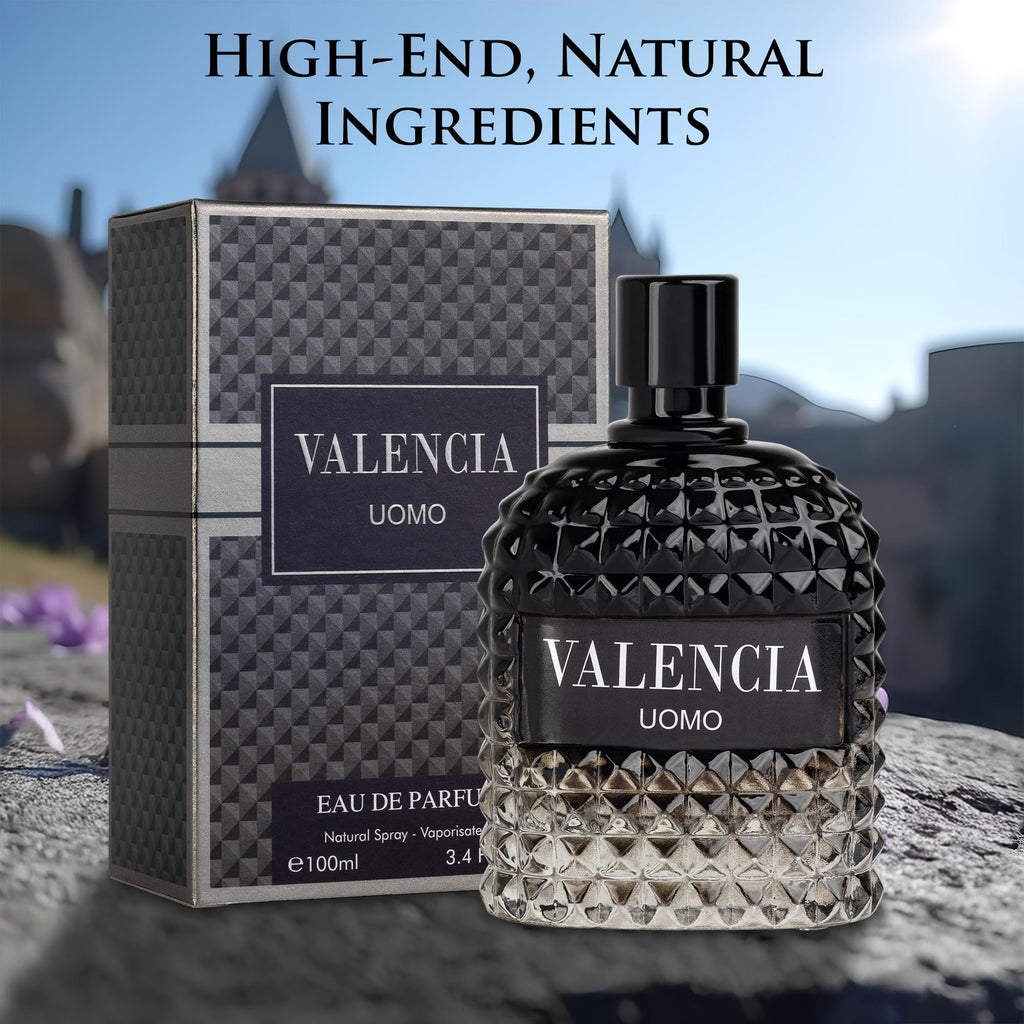 NovoGlow Valencia UOMO for Men – Woody Aromatic EDP with Mineral Salt & Vetiver – 100ml