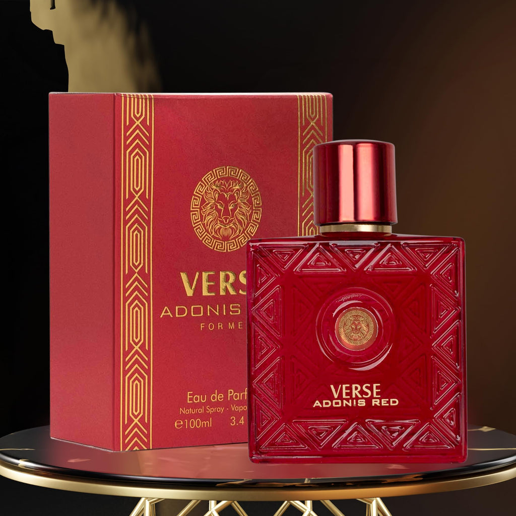 NovoGlow Verse Adonis Red for Men – 100ml EDP | Long-Lasting Fruity-Woody Floral Scent + Carrying Pouch