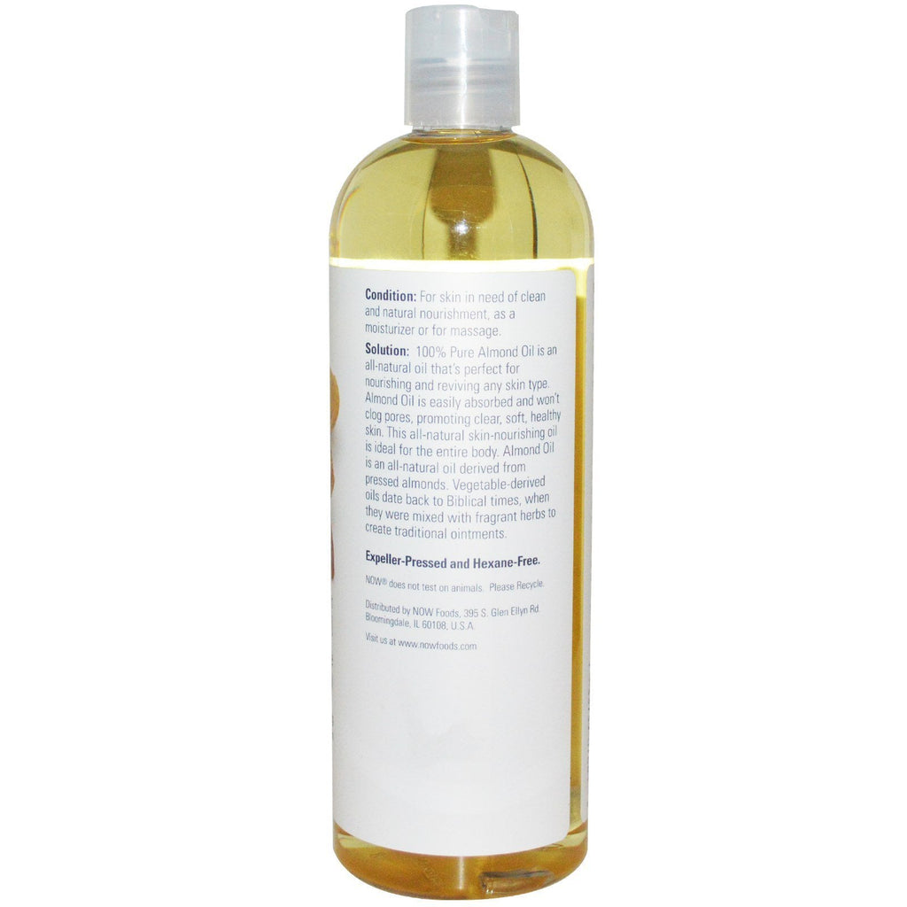 NOW Foods Almond Oil 16 Fl Oz (Pack of 2) – Natural Moisturizing Oil for Skin & Hair