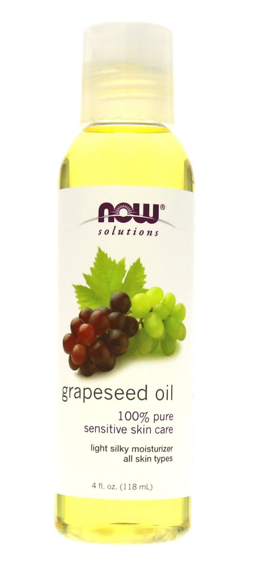 NOW Grape Seed Oil, 4-Ounce (Pack Of 2) – 100% Pure Edible Oil for Cooking & Skin Care