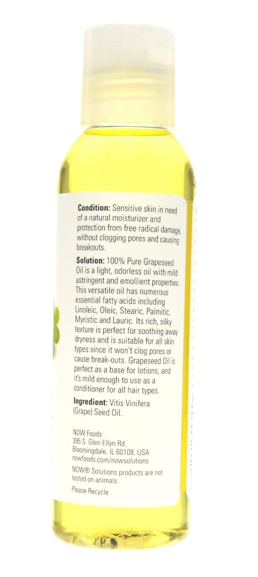 NOW Grape Seed Oil, 4-Ounce (Pack Of 2) – 100% Pure Edible Oil for Cooking & Skin Care